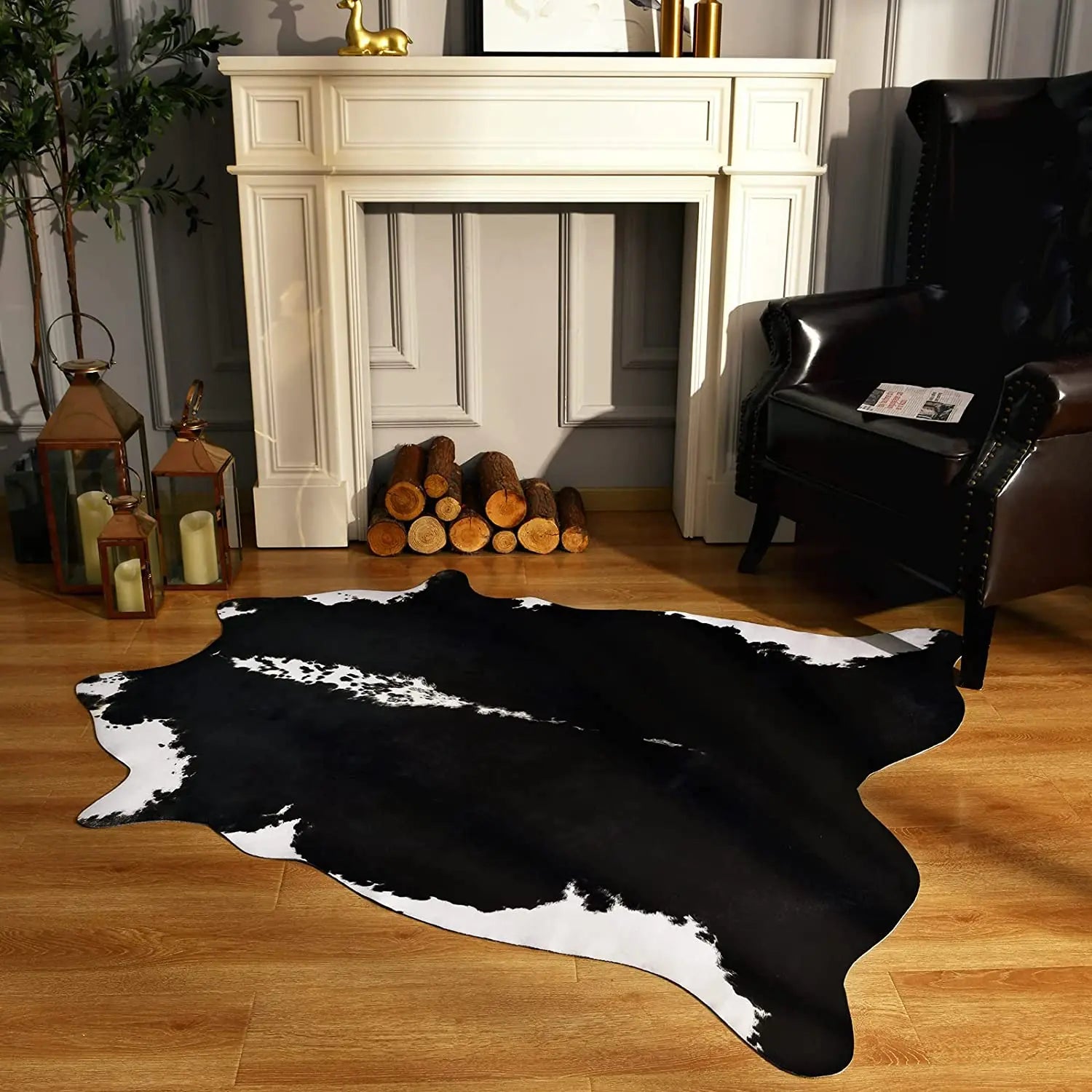 Navak Teppich im amerikanischen Stil mit Tiermuster, Kunstfell-Rindslederteppich, Schlafzimmerteppich, Zimmerteppich für Wohnzimmerteppiche, Hausdekoration, Fußmatten