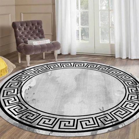 Navak Teppich, luxuriöser Stil, runder Teppich, Wohnzimmer, weiß, schwarz, grün, Marmormuster, Zimmerteppiche, waschbar, rutschfest, Dekor-Fußmatten für Schlafzimmer