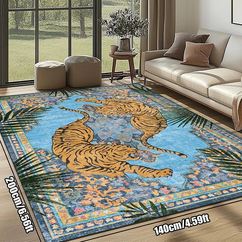 Navak Teppich, Dschungel-Tiger, Wohnzimmerteppich, botanischer Druck, Sofa, Couchtisch, Bodenmatte, Heimdekoration, Schlafzimmer, Nachttisch, maschinenwaschbar