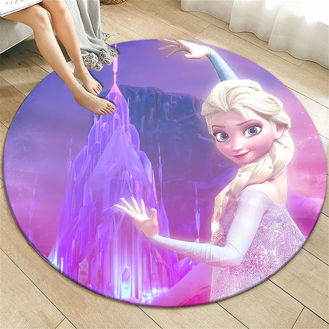 Navak Teppich Prinzessin Elsa Cartoon Print Runder Teppich, Schlafzimmer Dekorativer Teppich, Wohnzimmer Badezimmer Picknick Camping Eingang Rutschfeste Matte