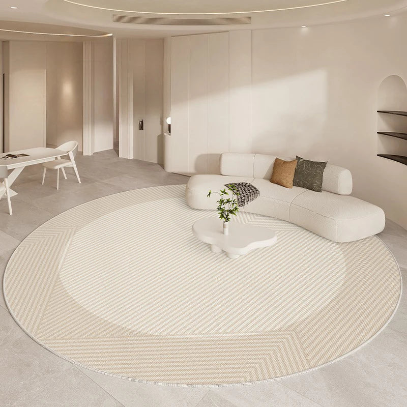Navak Teppich, luxuriöser Wohnzimmerteppich, rund, beige, minimalistischer Teppich, hochwertige Schlafzimmer-/Arbeitszimmerteppiche, weiche, bequeme Nachttischteppiche, Tapete
