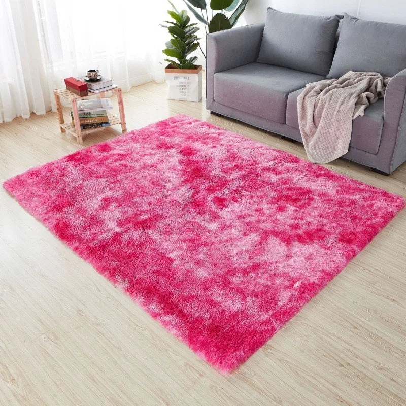 Navak Teppich, weicher, langer Plüschteppich für Schlafzimmer, Wohnzimmer, flauschige Teppichmatten mit Farbverlauf, Batik-Bodenteppiche, Erkerfenster, Heimdekoration