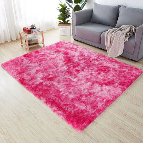 Navak Teppich, weicher, langer Plüschteppich für Schlafzimmer, Wohnzimmer, flauschige Teppichmatten mit Farbverlauf, Batik-Bodenteppiche, Erkerfenster, Heimdekoration