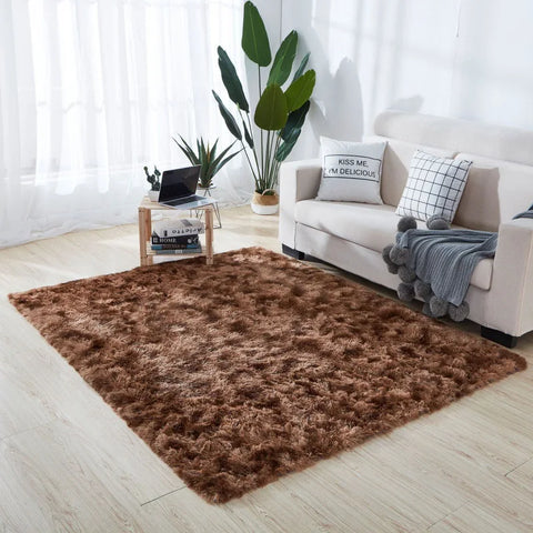 Navak Teppich, weicher, langer Plüschteppich für Schlafzimmer, Wohnzimmer, flauschige Teppichmatten mit Farbverlauf, Batik-Bodenteppiche, Erkerfenster, Heimdekoration