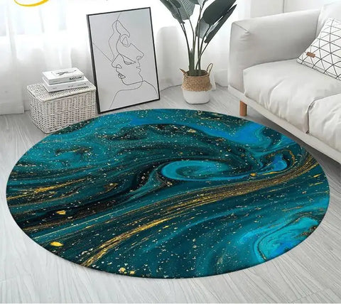 Navak Carpet Nordic Colour Green Gold White Marble Round Carpet Balcony Floor Mat Bathroom Living Room Home Yoga Coffee Mats Home Decor Rug