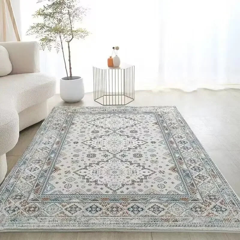 Navak Carpet Retro European Bohemian Carpet Artistic Creative Bedroom Rugs Easy Care Bedside Rug