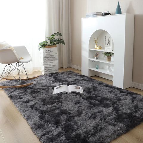 Navak Teppich Grau Schlafzimmer Wohnzimmer Heimteppich Nordischer flauschiger Plüsch Kinderzimmer Dekor Rutschfeste Matten Lounge Veranda Tisch Kaffee Großer Teppich