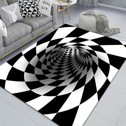 Navak Carpet 3D Vortex Illusion Teppich Eingangstür Bodenmatte Abstrakte geometrische optische Fußmatte Rutschfeste Bodenmatte Wohnzimmer Dekor Teppich