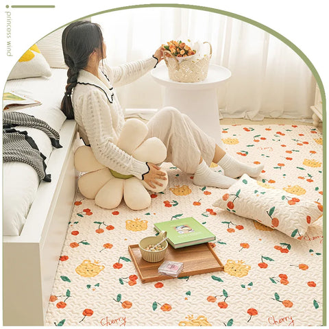Navak Teppich-Fußmatten Dicke Baumwollkissen Baby-Krabbelteppiche Kinderzimmer Schlafzimmer Nickerchenmatte Kinderspielteppich Wohnzimmer Kindersitzunterlage