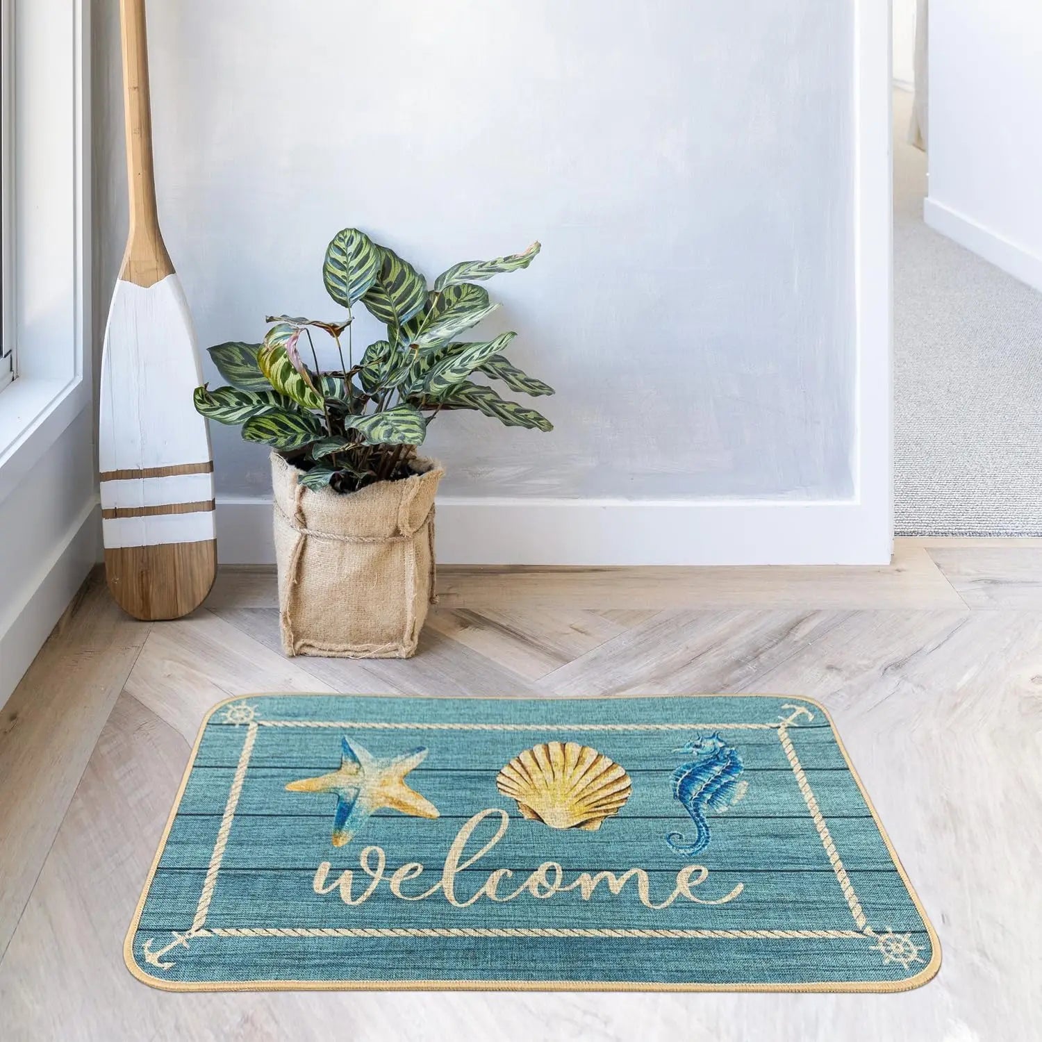 Navak Carpet SHIYUE Fußmatte für Boote, Willkommen an Bord, Matten, nautischer Küstenteppich für den Außenbereich, Heimboote, Eingangsseil, vorne, innen, außen, Eingang