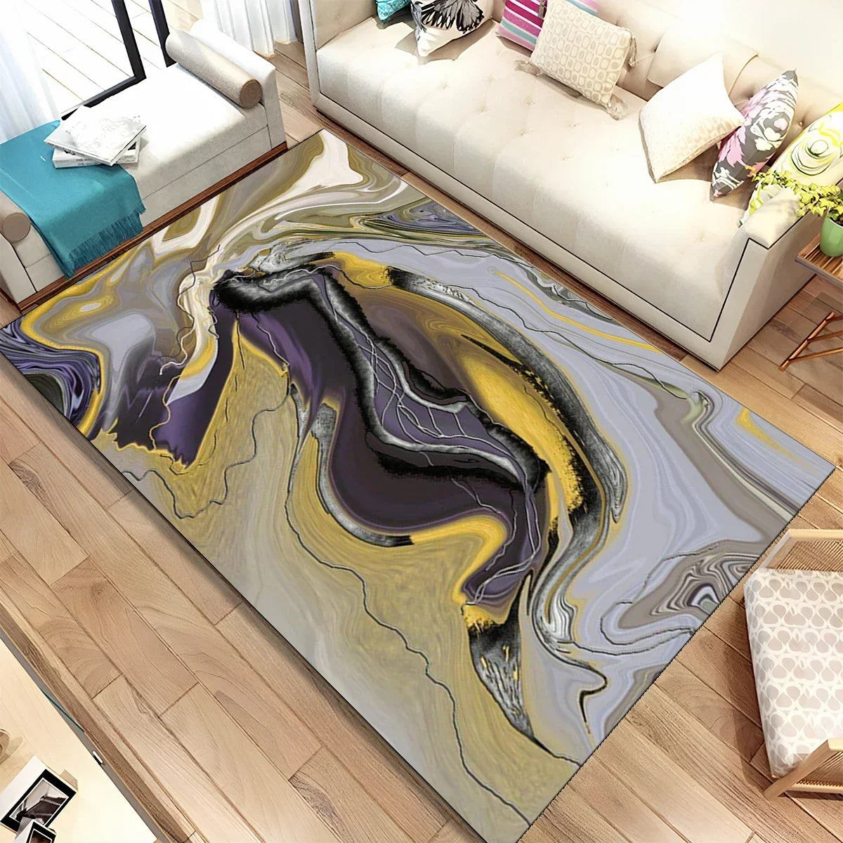 Navak Carpet Colour Gold Nordic Marble Splendid Area Rug Large Carpet Marbling Rugs for Home Living Room Bedroom Decor Door Mat Floor Mats