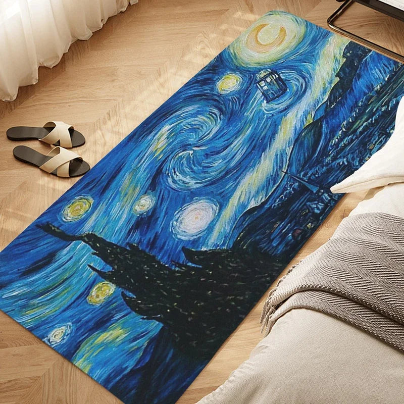 Navak Teppich Schlafzimmerteppich D-Van D-Gogh Kunstteppich für Küche Wohnzimmer Bad Flur Fußmatte Rutschfeste individuelle Fußmatte Eingangstür