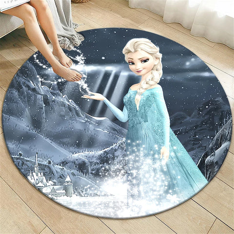 Navak Teppich Prinzessin Elsa Cartoon Print Runder Teppich, Schlafzimmer Dekorativer Teppich, Wohnzimmer Badezimmer Picknick Camping Eingang Rutschfeste Matte