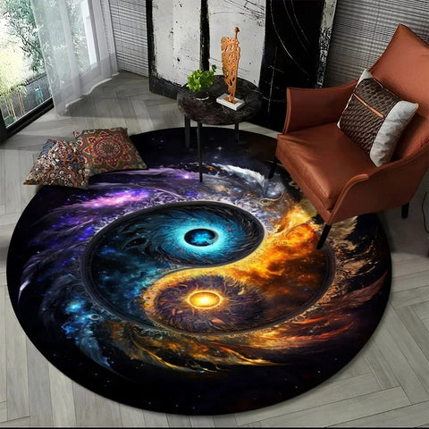 Navak Carpet 3D Naturalize Yin und Yang Chinesisches Tai Chi Runder Teppich Kreisförmiger Teppich für Wohnzimmer Schlafzimmer Dekor Fußmatte Rutschfeste Bodenmatte