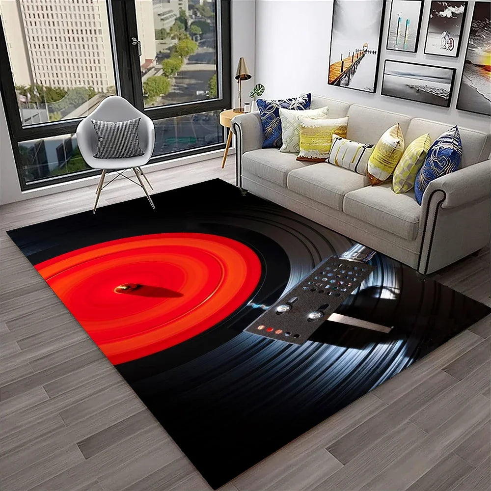 Navak Teppich, 3D-Retro-Vinyl-Schallplatte, Musikkunst, Teppich für Zuhause, Wohnzimmer, Schlafzimmer, Sofa, Fußmatte, Dekoration, Kinderspielbereich, rutschfeste Bodenmatte