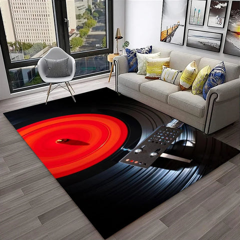 Navak Teppich, 3D-Retro-Vinyl-Schallplatte, Musikkunst, Teppich für Zuhause, Wohnzimmer, Schlafzimmer, Sofa, Fußmatte, Dekoration, Kinderspielbereich, rutschfeste Bodenmatte