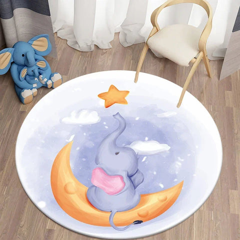 Navak Teppich Cartoon Niedlicher Bär Runder Teppich für Wohnzimmer Teppiche Badematte für Kinderzimmer Matten Schlafzimmer Teppiche Baby Kinderzimmer Wohnkultur