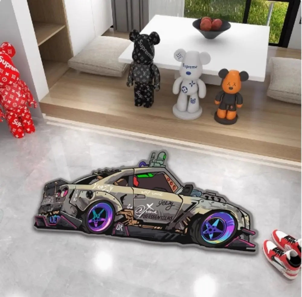 Navak Carpet Exclusive Picks Unregelmäßig geformter Sportwagen-Teppich für Heimdekoration, Schlafzimmer, Nachttisch, Jungen-E-Sportzimmer, Arbeitszimmer-Bodenmatte