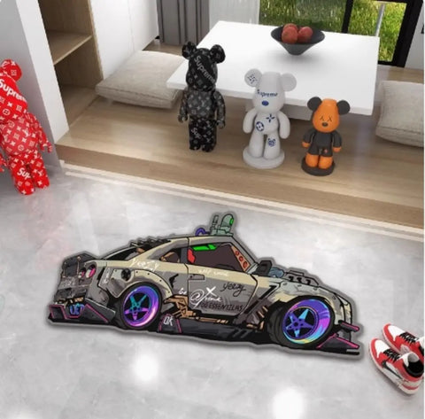 Navak Carpet Exclusive Picks Unregelmäßig geformter Sportwagen-Teppich für Heimdekoration, Schlafzimmer, Nachttisch, Jungen-E-Sportzimmer, Arbeitszimmer-Bodenmatte