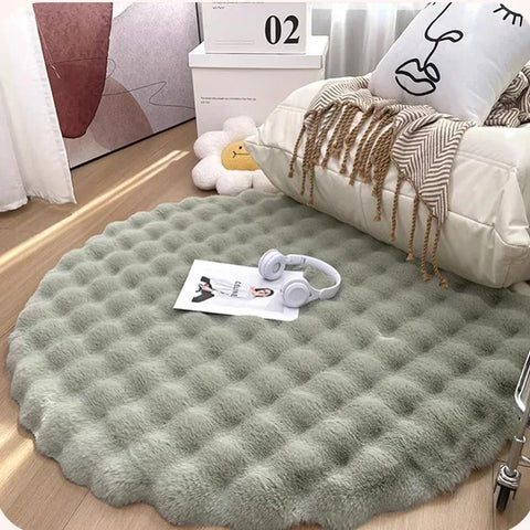 Navak Carpet Nordische runde Teppiche für Wohnzimmer, Plüsch-Bodenmatte, weiche Teppiche, Schlafzimmer, Nachttisch, flauschige Matte, rutschfester, zotteliger Teppich, Raumdekoration