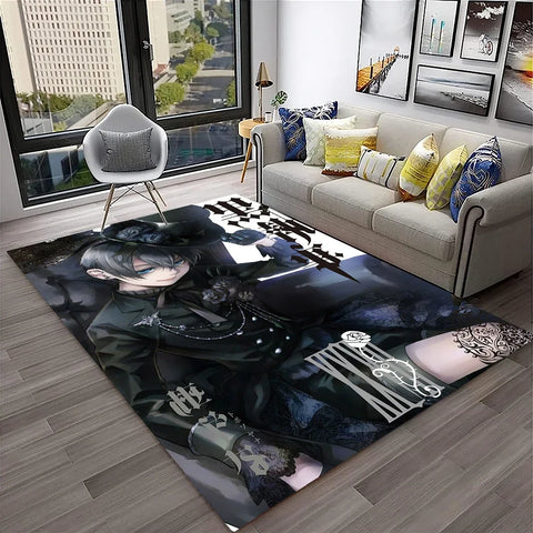 Navak Teppich, 3D-Anime, Black Butler, Cartoon-Teppich für Zuhause, Wohnzimmer, Schlafzimmer, Sofa, Fußmatte, Dekoration, Kinderspielbereich, rutschfeste Bodenmatte