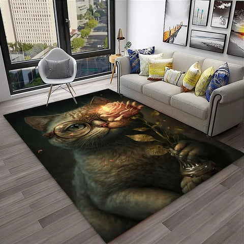 Navak Teppich, 3D, süße Katze, Blume, Cartoon-Teppich für Zuhause, Wohnzimmer, Schlafzimmer, Sofa, Fußmatte, Dekoration, Kinderspielbereich, rutschfeste Bodenmatte