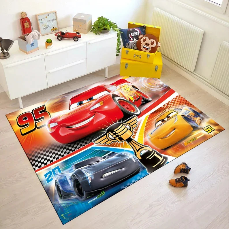 Navak Carpet Daily Picks Autobahn-Auto-Bodenteppich, McQueen-Cartoon-Auto-Teppich für Kinderzimmer-Dekoration, minimalistische Spielmatte für Kinderzimmer, Geschenkideen