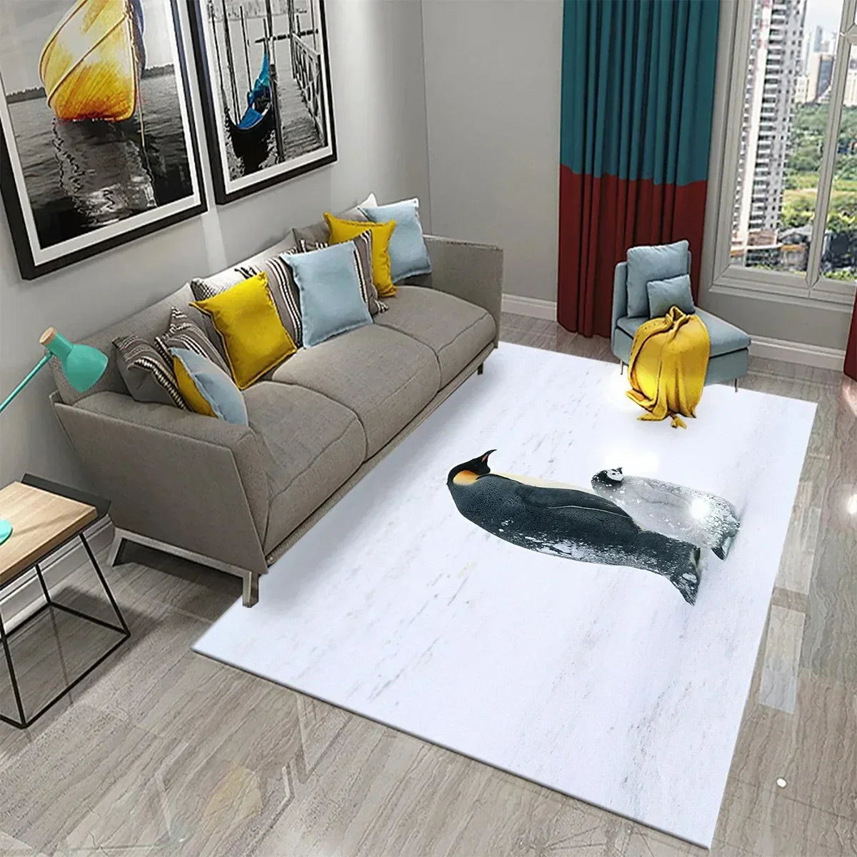 Navak Carpet Antarctica Penguin Pattern Carpet Lovely Animal Design Living Room Bedroom And Bathroom Non-Slip Carpet