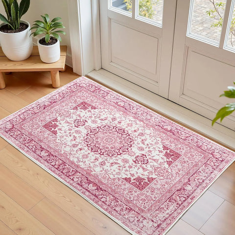 Navak Carpet Crystal Velvet Carpet Hellrosa Teppich für das Wohnzimmer, maschinenwaschbare Teppiche mit rutschfester Rückseite für Mädchenschlafzimmer, Cu