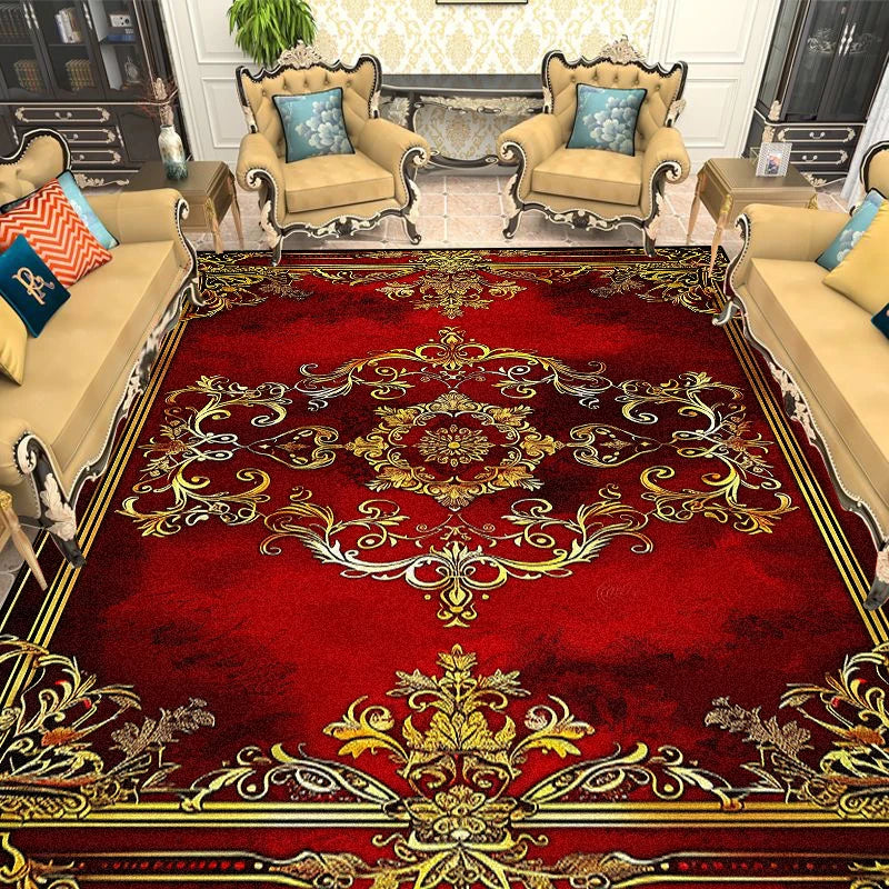 Navak Carpet European Gold Red Carpet Living Room Decoration Sofa Area Rugs for Bedroom Large Area Cloakroom Lounge Non-slip Floor Mats Ковер