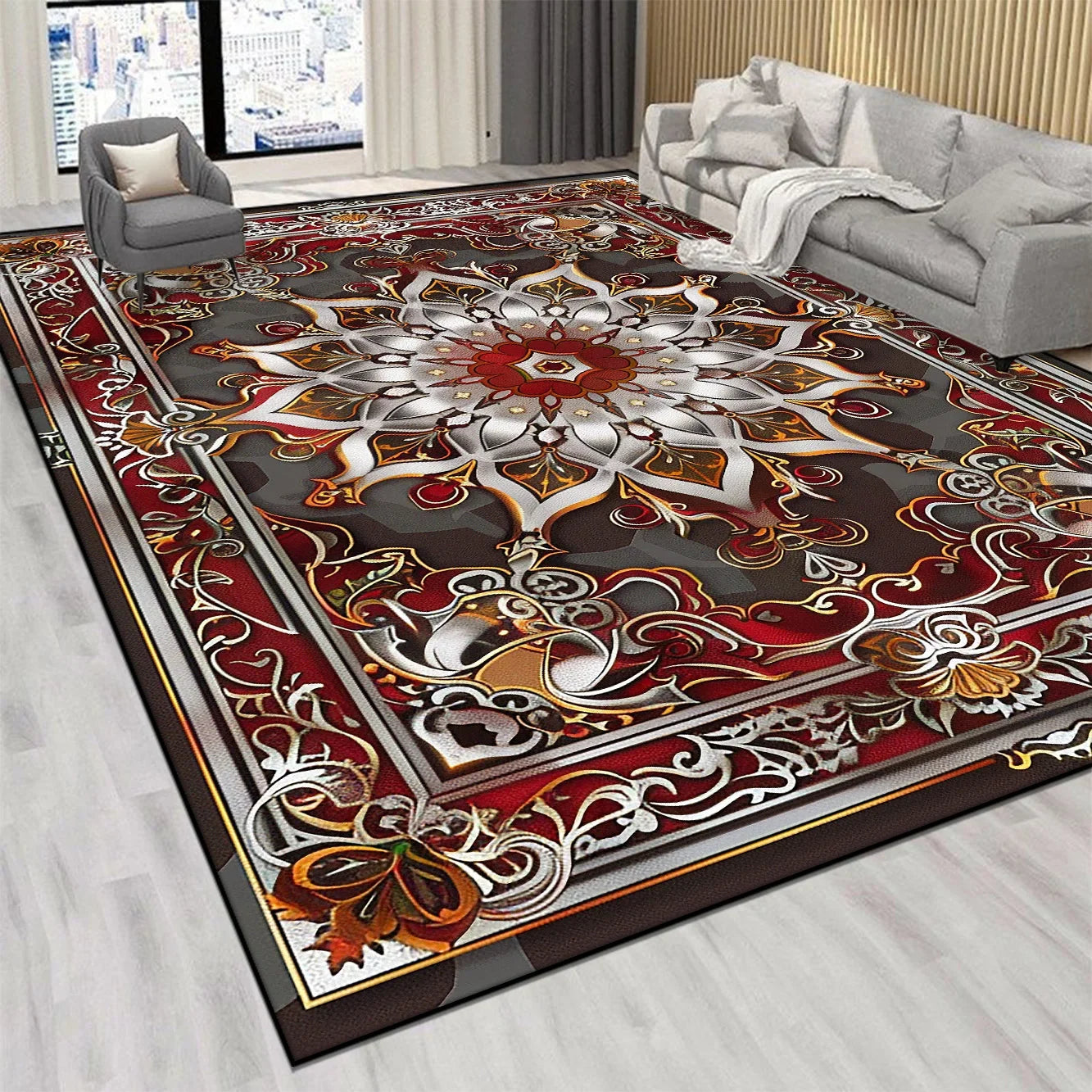 Navak Carpet Persian Luxury Red Carpet Living Room Large Size Rug Non-slip Coffee Tables Mat Home Decoration Bedroom Lounge Rug Tapis Salon