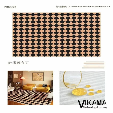 Navak Carpet Exclusive Picks Schlingenflor-Teppich, leicht, luxuriös, kariert, für Wohnzimmer, Schlafzimmer, Sofa, großer Teppich, rutschfest, waschbar, Heimdekoration