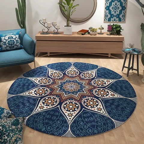 Navak Carpet IKAMA High Sense ethnic bohemian mandala round carpet living room bedroom rocking chair floor Mat Home Decor Large  Area Rug