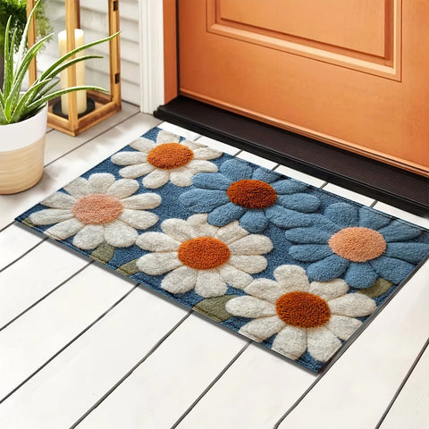 Navak Carpet Exclusive Picks Teppich mit Gänseblümchenmuster, Fußmatte, rutschfest, für Waschküche, Schlafzimmer, Bodenmatte, Heimdekoration, Nachttischteppich, Outdoor-Teppich