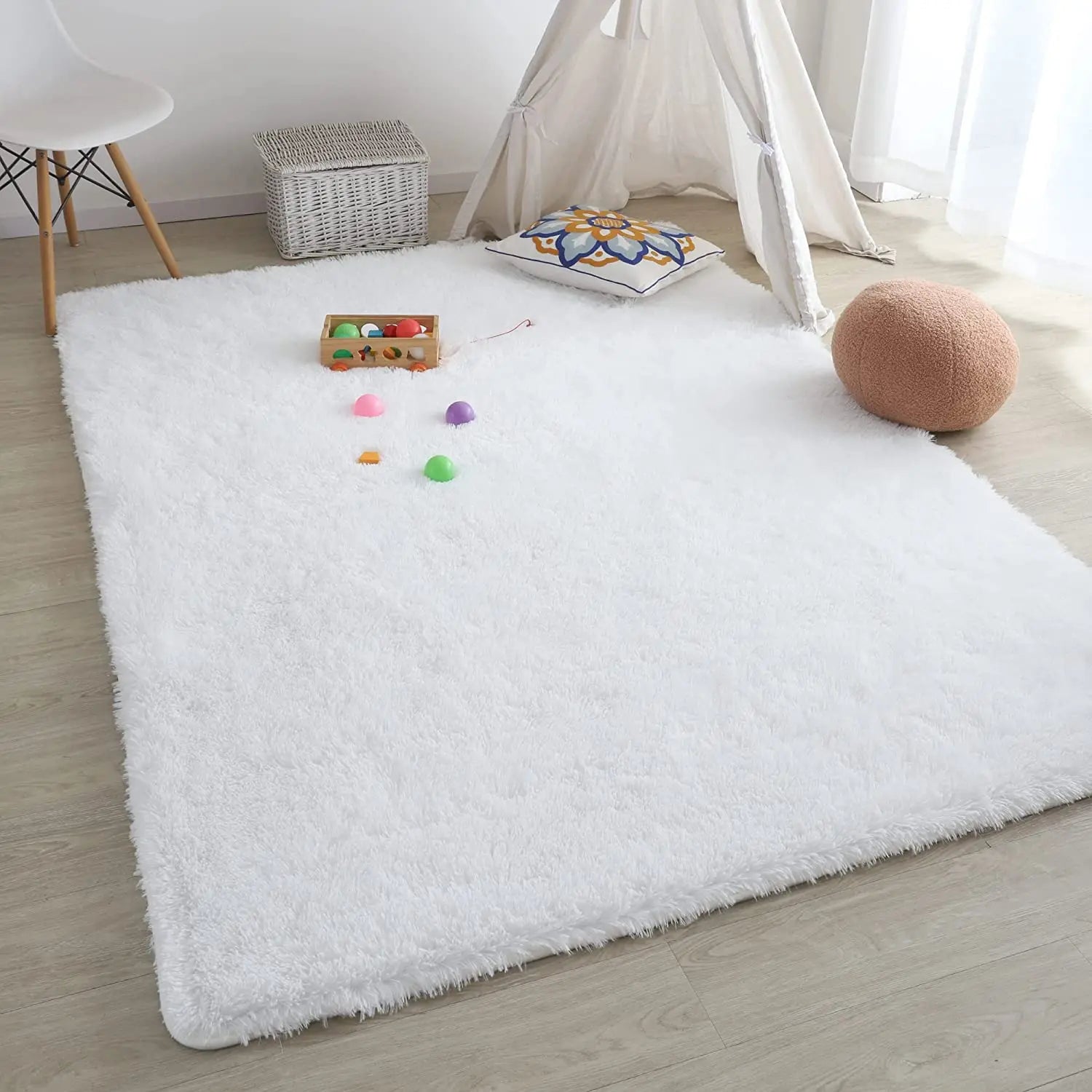 Navak Teppich, grauer Teppich für Wohnzimmer, Plüschteppich, Schlafzimmerboden, flauschige Matten, rutschfeste Heimdekor-Teppiche, weiche Samtteppiche, Kinderzimmerdecke