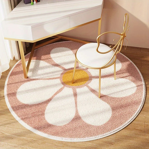 Navak Teppich Nordischer runder Teppich Teppiche für Heimdekoration Teppiche Wohnzimmer Sofas Schlafzimmer Kinderzimmer Matte Blumen Teppich Rutschfeste Bodenmatte