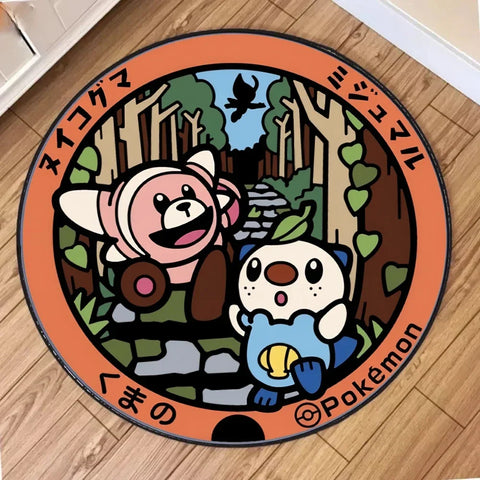 Navak Carpet Daily Picks Cute Pokemon Wartortle Round Rug for Living Room Decor Bedroom Rug Lounge Balcony Sofa Mat Swivel Chair Mat Kids Gift