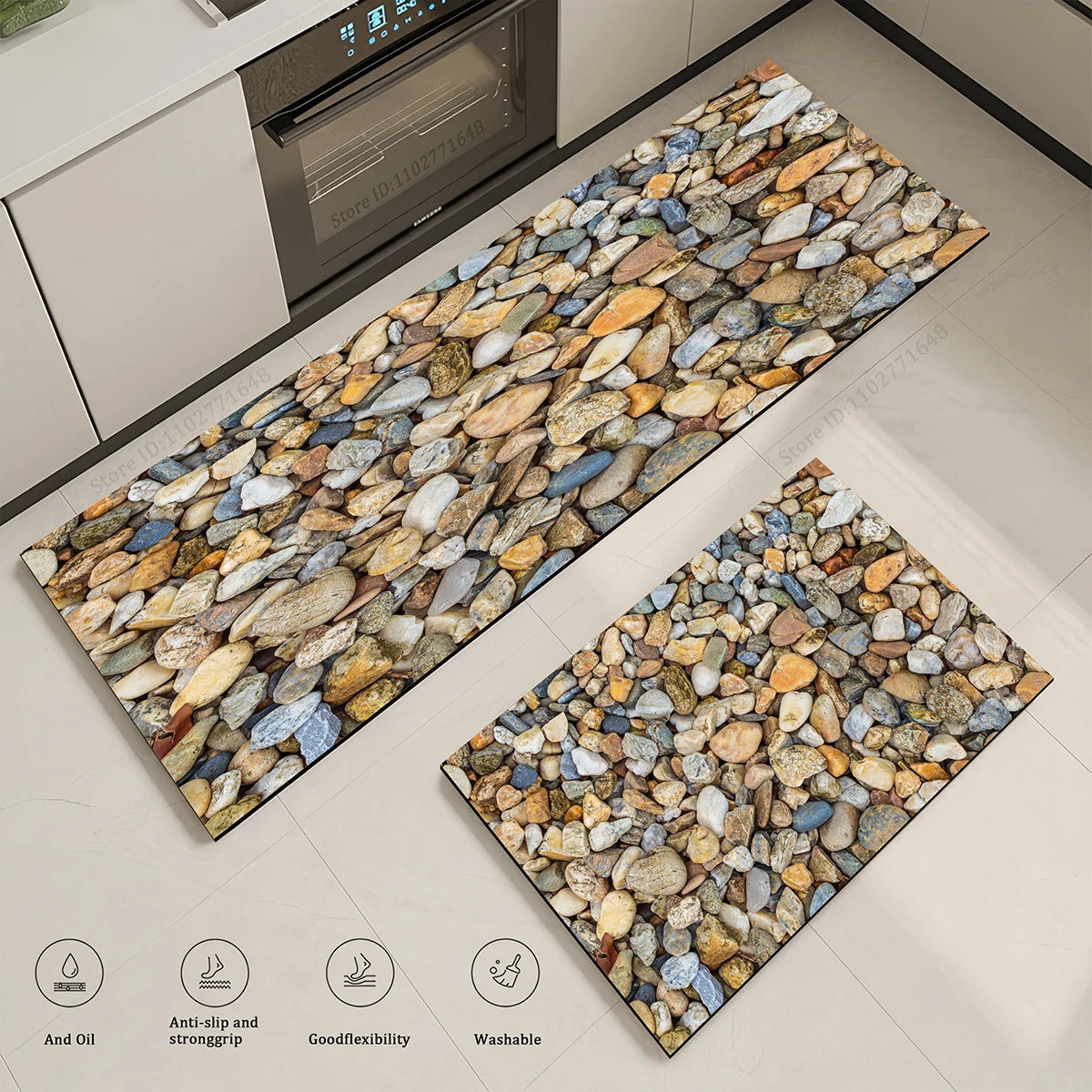 Navak Teppich Küche Stein Teppich Wasserdicht und Rutschfest Küche Lange Bodenmatte Qualität Waschbar Schlafzimmer Flur Ecke Eingang Fußmatte Teppich