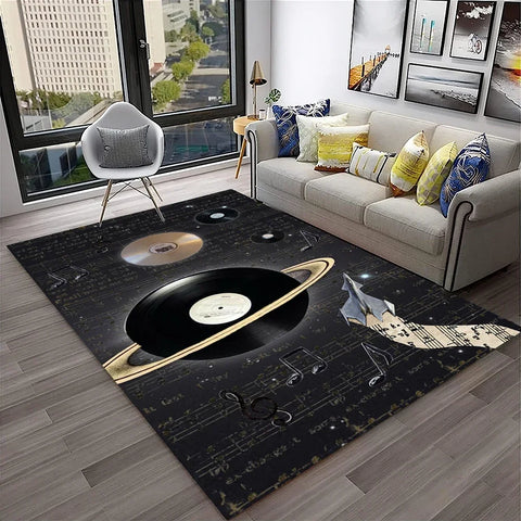 Navak Teppich, 3D-Retro-Vinyl-Schallplatte, Musikkunst, Teppich für Zuhause, Wohnzimmer, Schlafzimmer, Sofa, Fußmatte, Dekoration, Kinderspielbereich, rutschfeste Bodenmatte