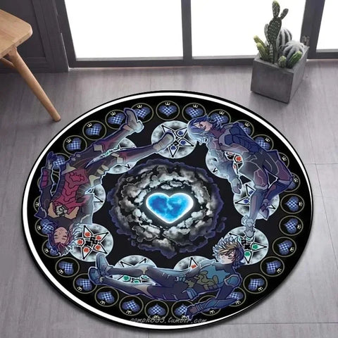 Navak Carpet Daily Picks DISNEY Kingdom Hearts Cartoon-Muster Bereich Teppich Runde Bodenmatte Kind Wohnzimmer Teppich Badezimmer Küche Fußmatte Dekorieren
