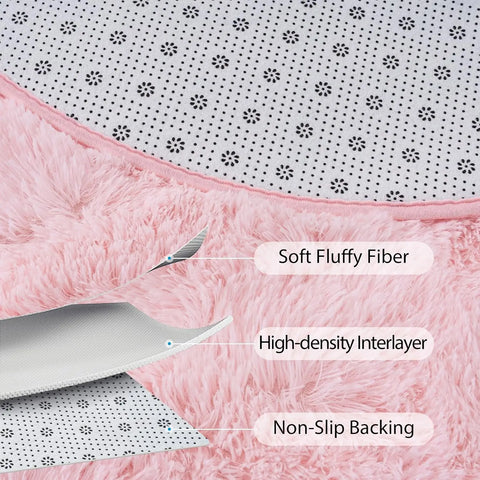 Navak Carpet Ovaler, flauschiger, ultraweicher Teppich für Schlafzimmer, Plüsch-Zotteliger Teppich für Kinderzimmer, Nachttischmatten, 7,8 x 1,6 m