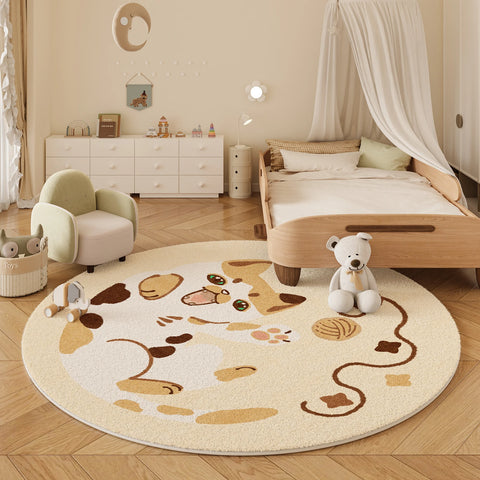 Navak Teppich, Cartoon-Stil, Schlafzimmer-Dekor, Teppich, dicke Plüsch-Bodenmatte für Kinder, flauschig, weich, rund, Teppich mit niedlichen Mustern für Wohnzimmer