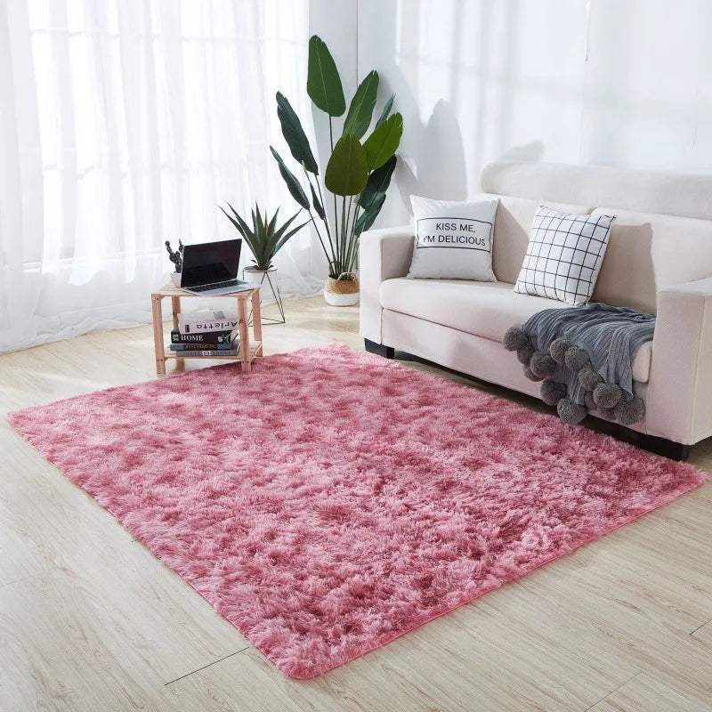 Navak Teppich, weicher, langer Plüschteppich für Schlafzimmer, Wohnzimmer, flauschige Teppichmatten mit Farbverlauf, Batik-Bodenteppiche, Erkerfenster, Heimdekoration