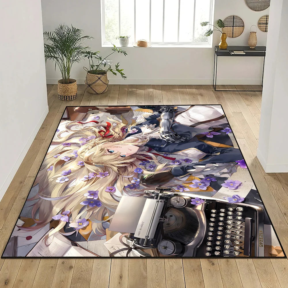 Navak Teppich Fußmatte für Evergarden Badezimmer Dekoration Anime Zimmer Violet Dekor Fußmatte Teppich Eingang Willkommen Bad Küche Teppich