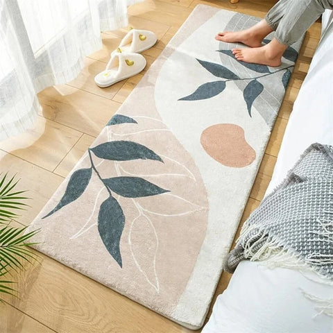 Navak Teppich Schlafzimmer Home Teppich Nachttisch Teppich Dekoration Wohnzimmer Weiche Tür Matten Blatt Druck Flauschigen Plüsch Boden Matte Shaggy Alfombra 양탄자