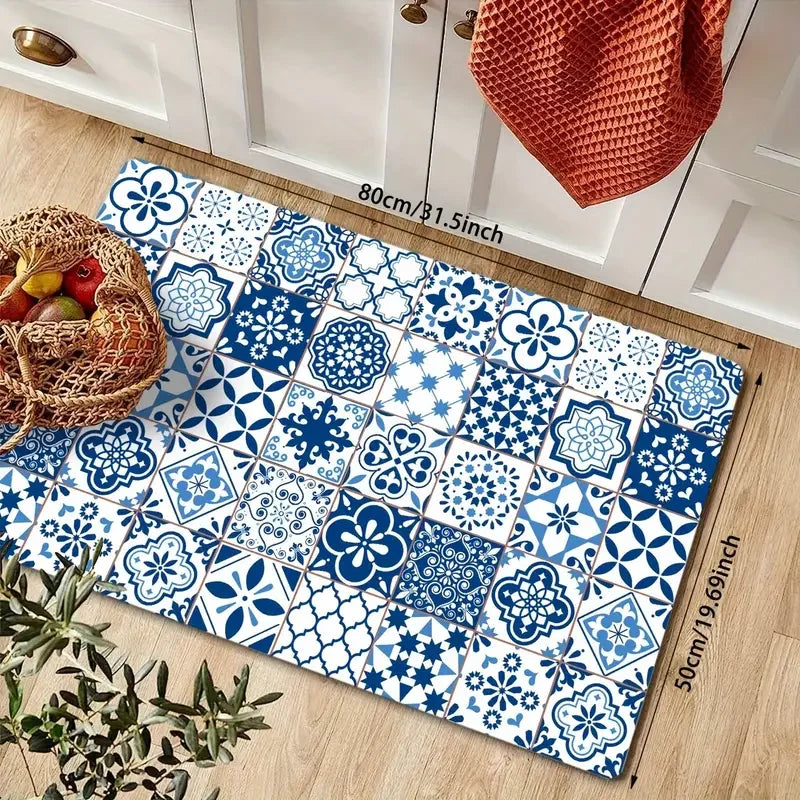 Navak Teppich, modern, blau, Keramikfliesen, Küchenbodenmatte, Dekor, Küche, Flur, Balkon, Teppich, Waschküche, Matte, Badezimmer, rutschfeste Fußmatte, Dekor