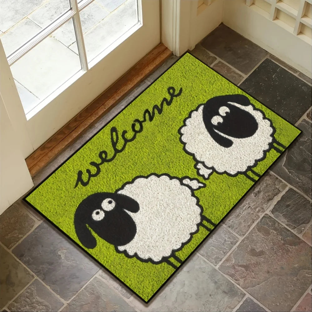 Navak Carpet Elegante, rustikale Willkommensmatte mit Schafmotiv, maschinenwaschbarer Bodenteppich für die Inneneinrichtung | Perfekt für Eingangsbereich, Küche, Schlafzimmer und Flur