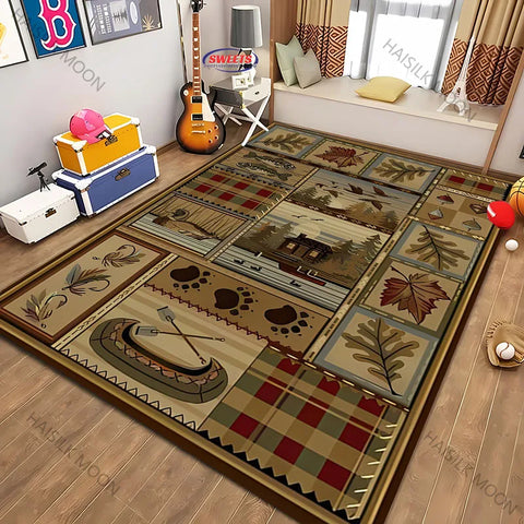 Navak Carpet Teppich im amerikanischen Landhausstil im Retro-Stil mit Tiermuster für moderne Heimdekoration, schmutzabweisend, rutschfeste Spielmatte für Kinder als Geschenk