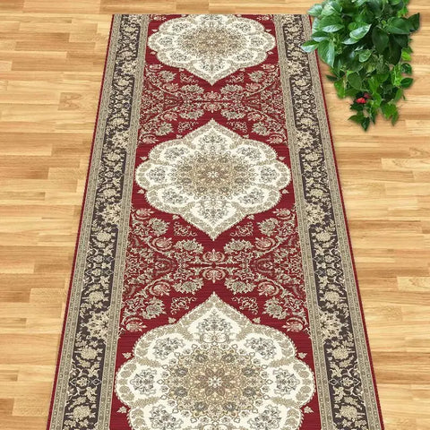 Navak Teppich Persischer Retro-Läufer Teppich Villa Halle Korridor Teppiche Wohnung Durchgang Rutschfester Teppich Hoteltreppe Dekoration Bodenmatte Custom