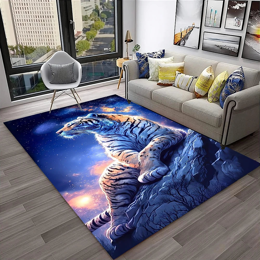 Navak Carpet 3D-Traumtiger, Tier-Cartoon-Teppich für Zuhause, Wohnzimmer, Schlafzimmer, Sofa, Fußmatte, Dekoration, Kinderspielbereich, rutschfeste Bodenmatte